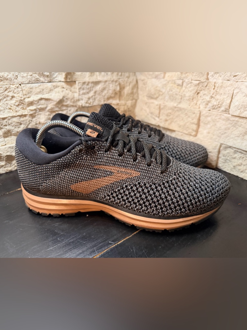 Brooks Revel 2 Women's Running Shoes Knit Black/RoseGold 9.5 Sneakers